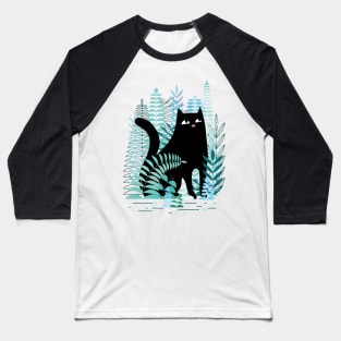 The Ferns (Black Cat on Green) Baseball T-Shirt